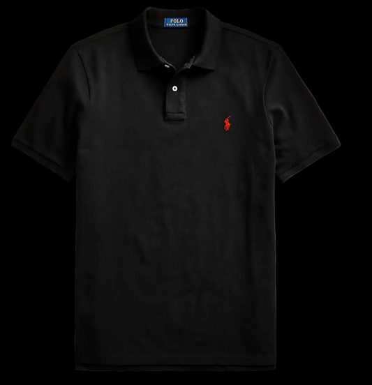 Black Polo shirt with red logo 